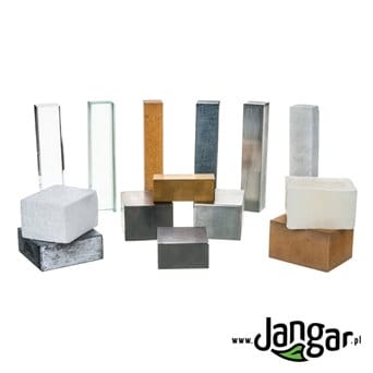 A set of 14 blocks of different solid materials