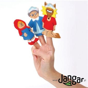 A glove with 5 fairy tale characters Red Riding Hood
