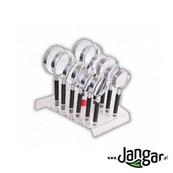 A set of 12 glass magnifiers with a handle, based on