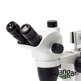 Mikroskop stereoskopowy zoom 6,67x...45x trójokularowy, tubus na wysięgniku