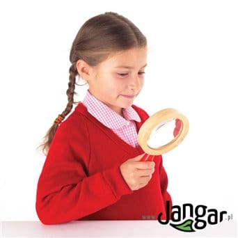 Wooden glass magnifier 2x with 3x eyelet, diameter 10 cm