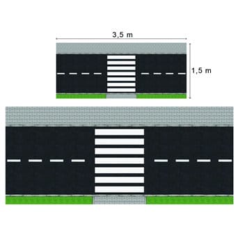 Floor mat - roadway with 2 traffic lanes and a pedestrian crossing