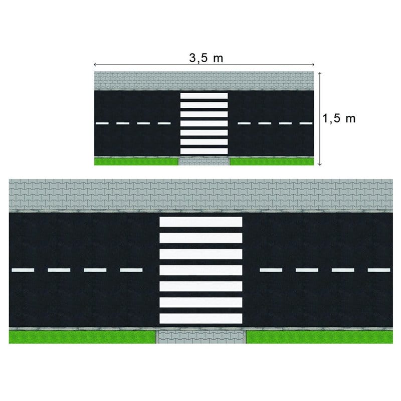 Floor mat - roadway with 2 traffic lanes and a pedestrian crossing