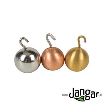 Set of 3 ball weights (25 mm) with brass, copper and steel hangers