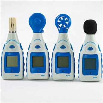 Case of 4 electronic meters for environmental measurements