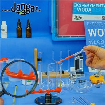 Eksperymenty z wodą – własności i ciekawostki,  zestaw doświadczalny z wyposażeniem laboratoryjnym