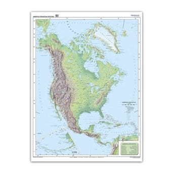 Wall map: North and Central America - wall physical map