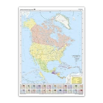 Mapa ścienna: Ameryka Północna i Środkowa - ścienna mapa polityczna