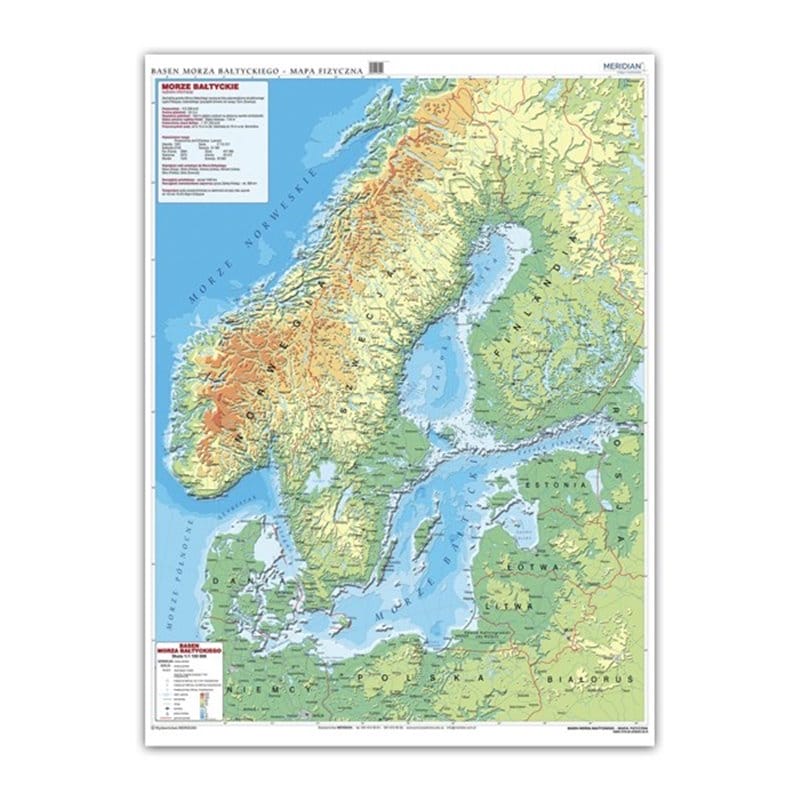 Kraje basenu Morza Bałtyckiego - ścienna mapa fizyczna