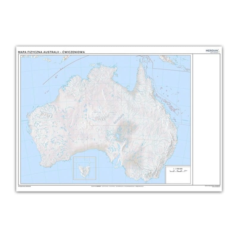 Mapa ścienna: Mapa fizyczna Australii - ścienna mapa ćwiczeniowa