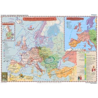 Mapa ścienna: Europa wczesnośredniowieczna