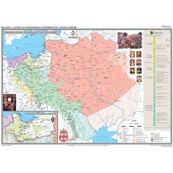 Mapa ścienna: DUO Polska i Litwa za pierwszych Jagiellonów / Europa XIV-XV wiek