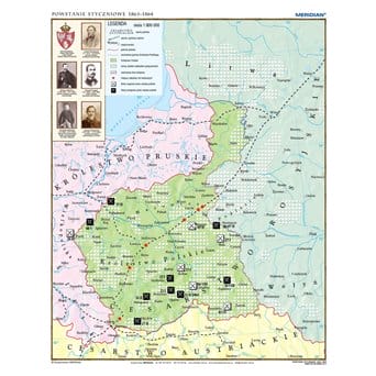 Mapa ścienna: Powstanie styczniowe 1863-1864