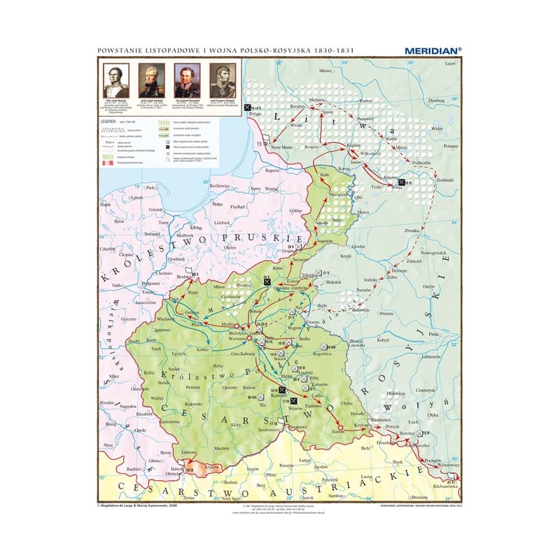 Mapa ścienna: Powstanie listopadowe 1830-1831