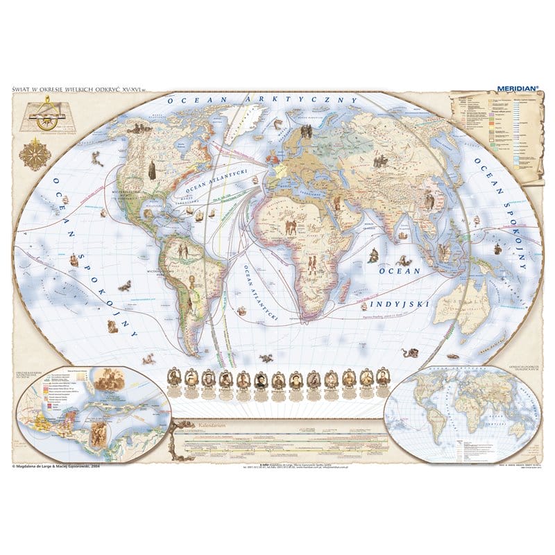 Mapa ścienna: Świat w okresie wielkich odkryć XV-XVI wiek