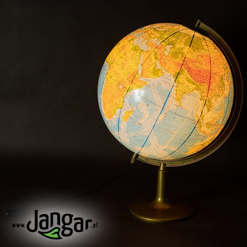 Duży globus fizyczny, średnica 42 cm, podświetlany - jangar.pl