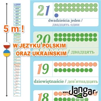 Wielka mata podłogowa (5 m) do nauki liczenia do 30 Polski-Ukraiński