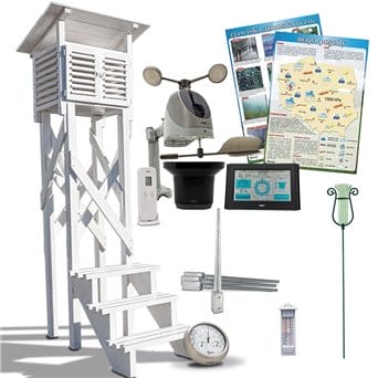 Weather station, wooden, house-type PRO with stand, stairs and anchors