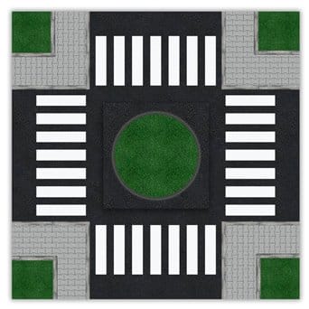 Floor mat intersection with pedestrian crossings for Teaching Road Safety (RSE)