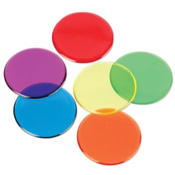Transparent counters, 6 colours, 250 pieces