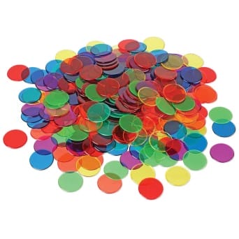 Transparent counters, 6 colours, 250 pieces
