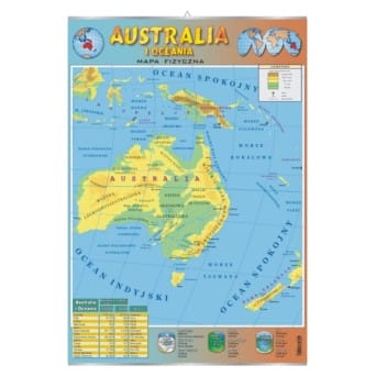 Plansza ścienna: Australia i Oceania, mapa