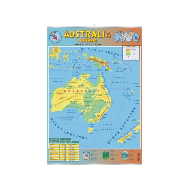 Plansza ścienna: Australia i Oceania, mapa