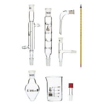 Laboratory glass set 14/23 - 8 elements with cooler for experiments