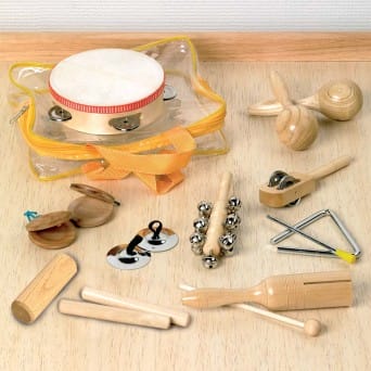 A set of 10 different percussion instruments