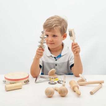 A set of 10 different percussion instruments