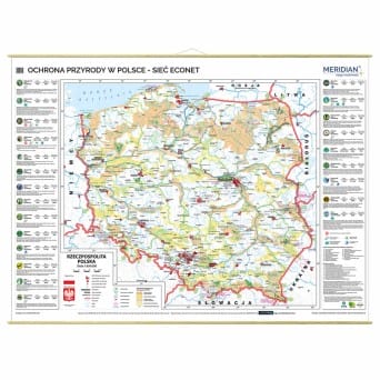 Mapa ścienna, 160x120 cm: Polska. Ochrona przyrody i sieć ECONET