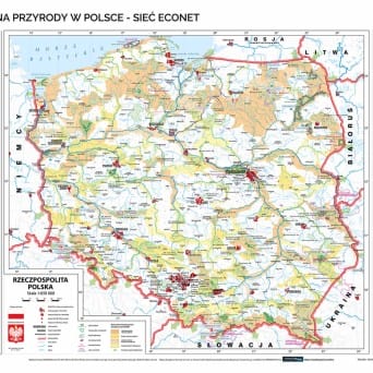 Mapa ścienna, 160x120 cm: Polska. Ochrona przyrody i sieć ECONET