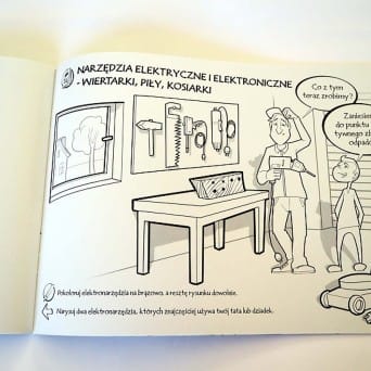 Co robić z elektroodpadami? edukacyjna książeczka do kolorowania z zadaniami