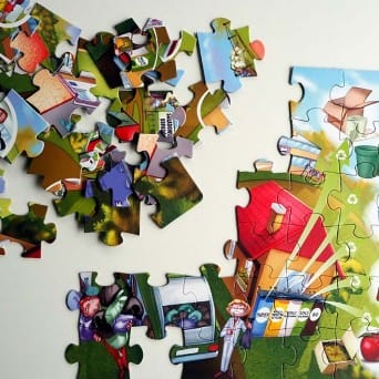 Recykling odpadów edukacyjne puzzle